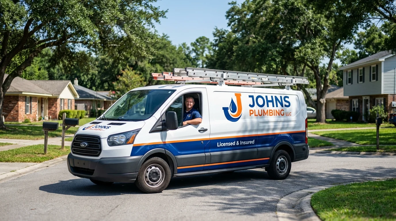 Johns Plumbing LLC service van in Union City, MI