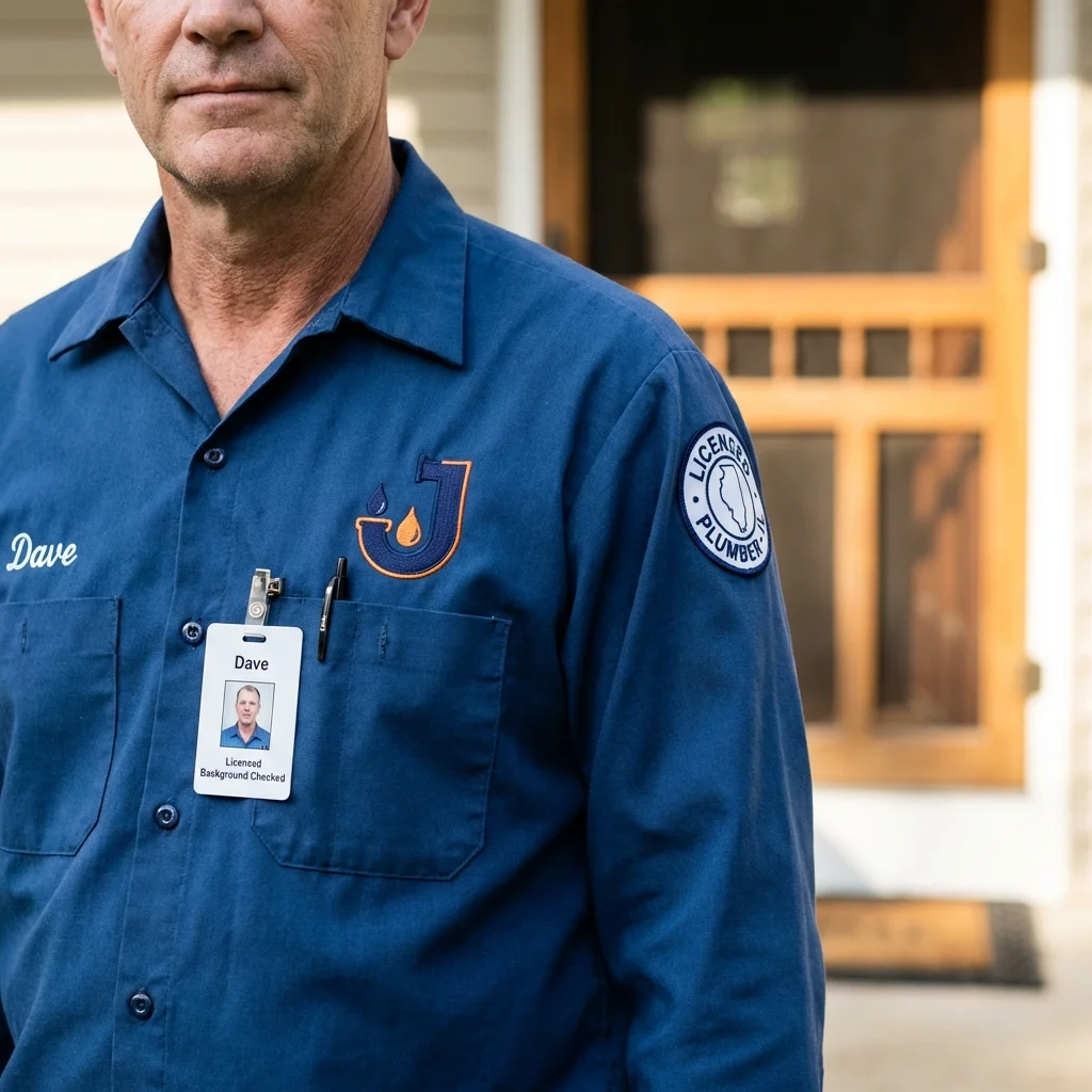 Licensed plumber showing ID badge in Union City, MI